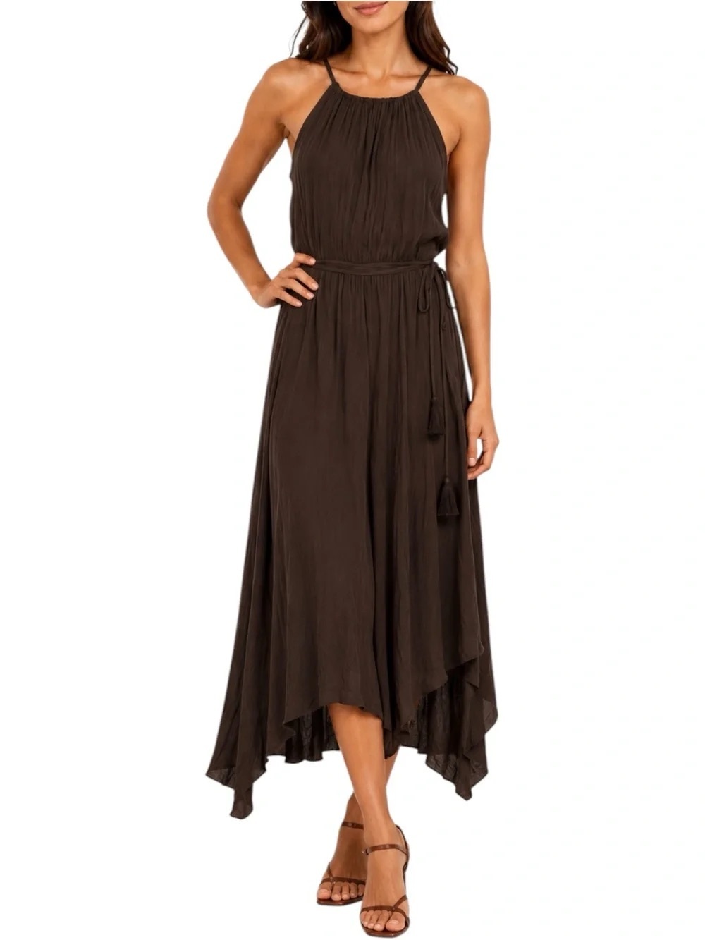 Calypso St. Barth Sarah Silky Asymmetric Maxi Dress